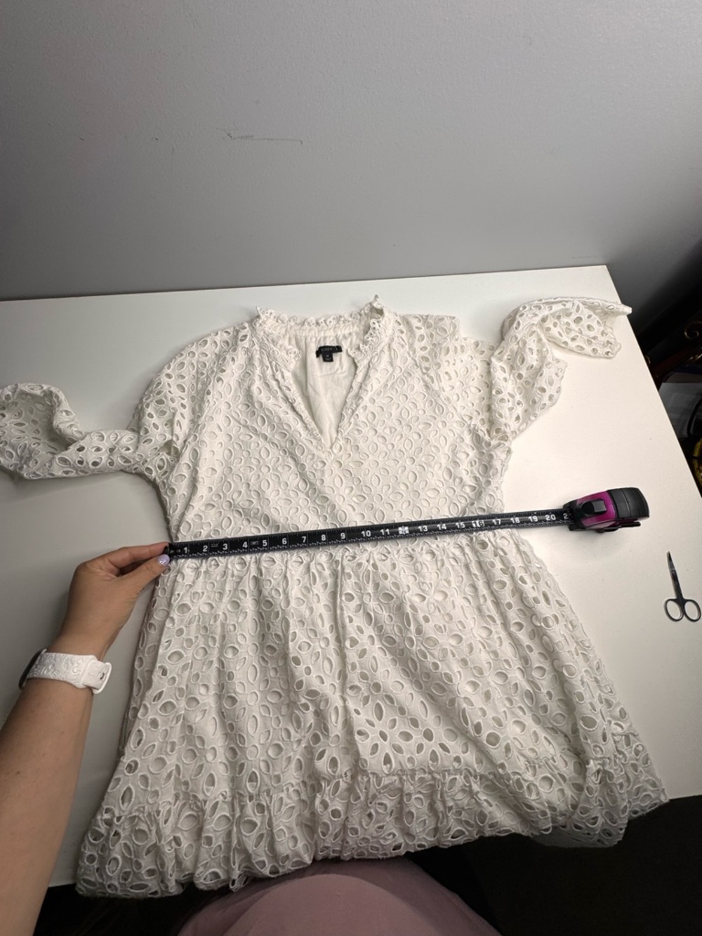 J. Crew White Eyelet Tiered Popover Dress - Picture 9 of 13